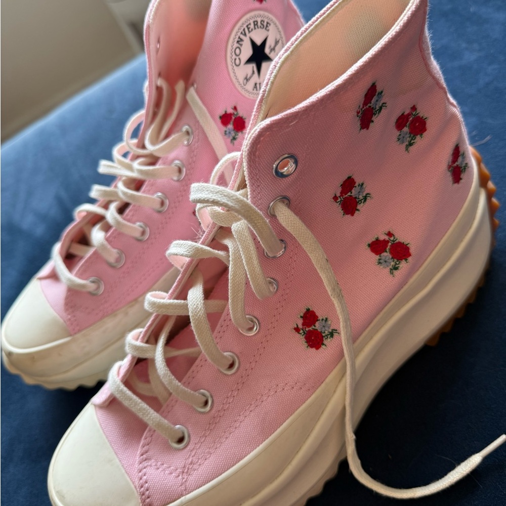Converse Pink Floral High-Top Sneakers
